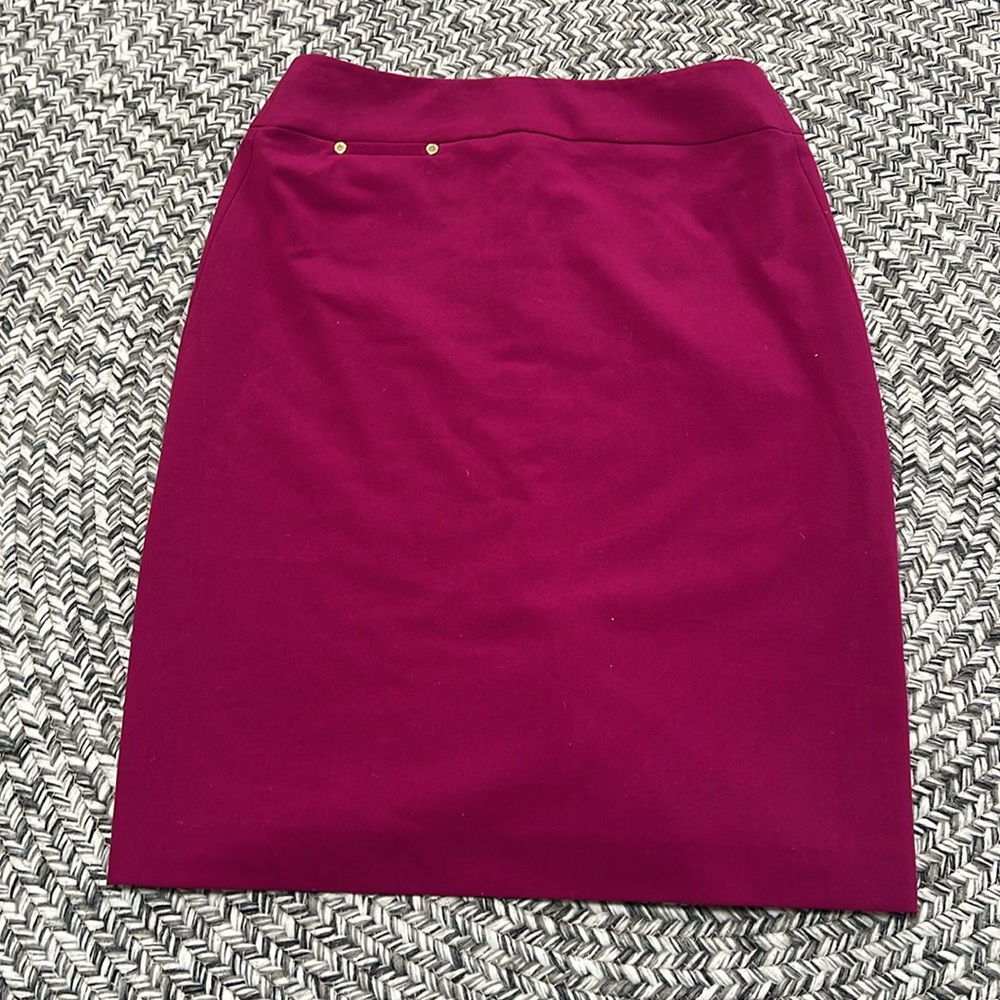 Tahari Arthur Levine Sz 2 Purple Pleated Waist Straight Casual Workwear Skirt